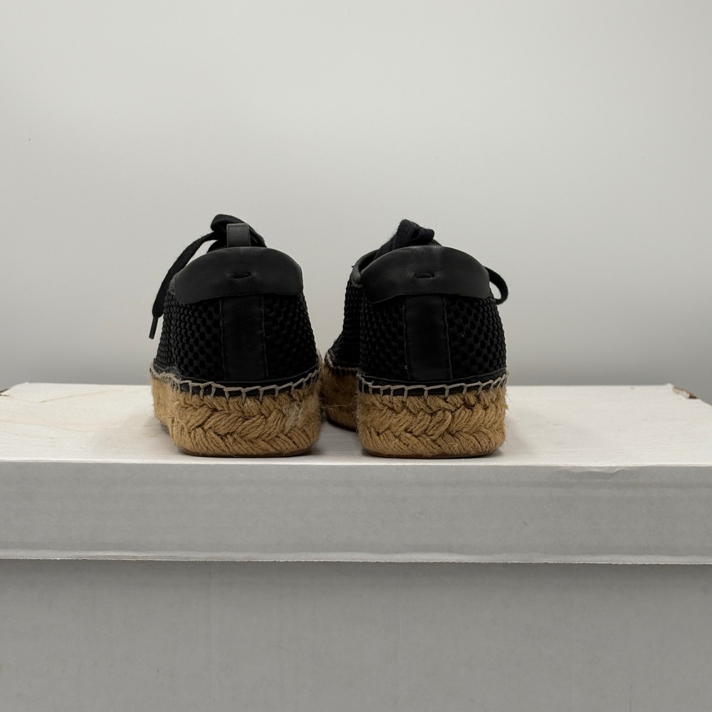 Marc Fisher LTD Womens Sneakers 7.5 Black Mesh Leather Platform Espadrille - Picture 5 of 8